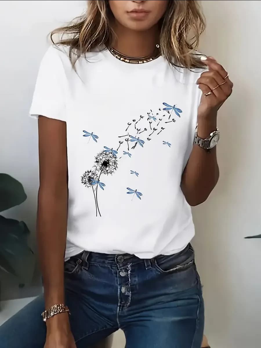 Футболка женская больших размеров с принтом