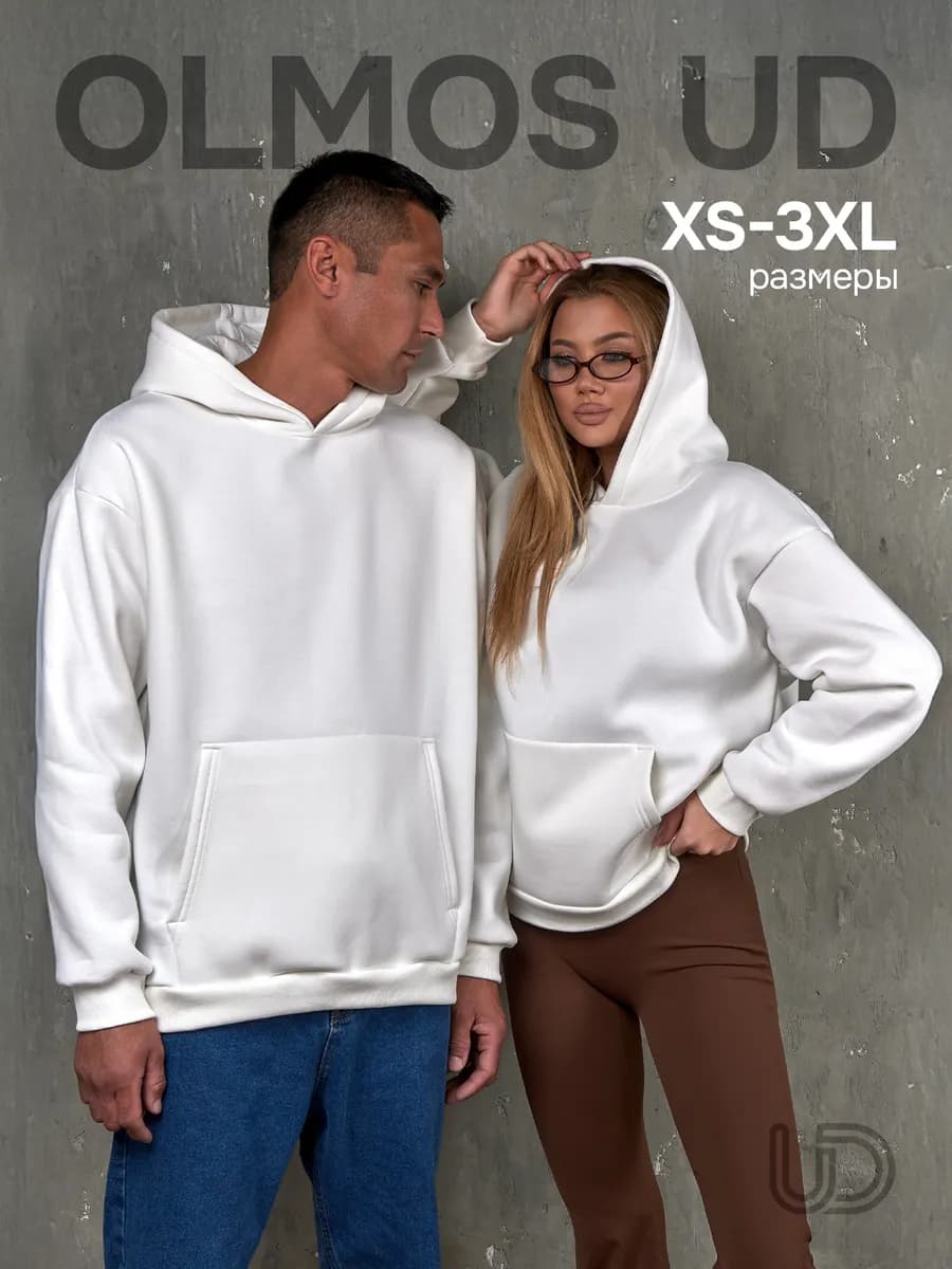 Худи оверсайз теплое с капюшоном y2k с начесом