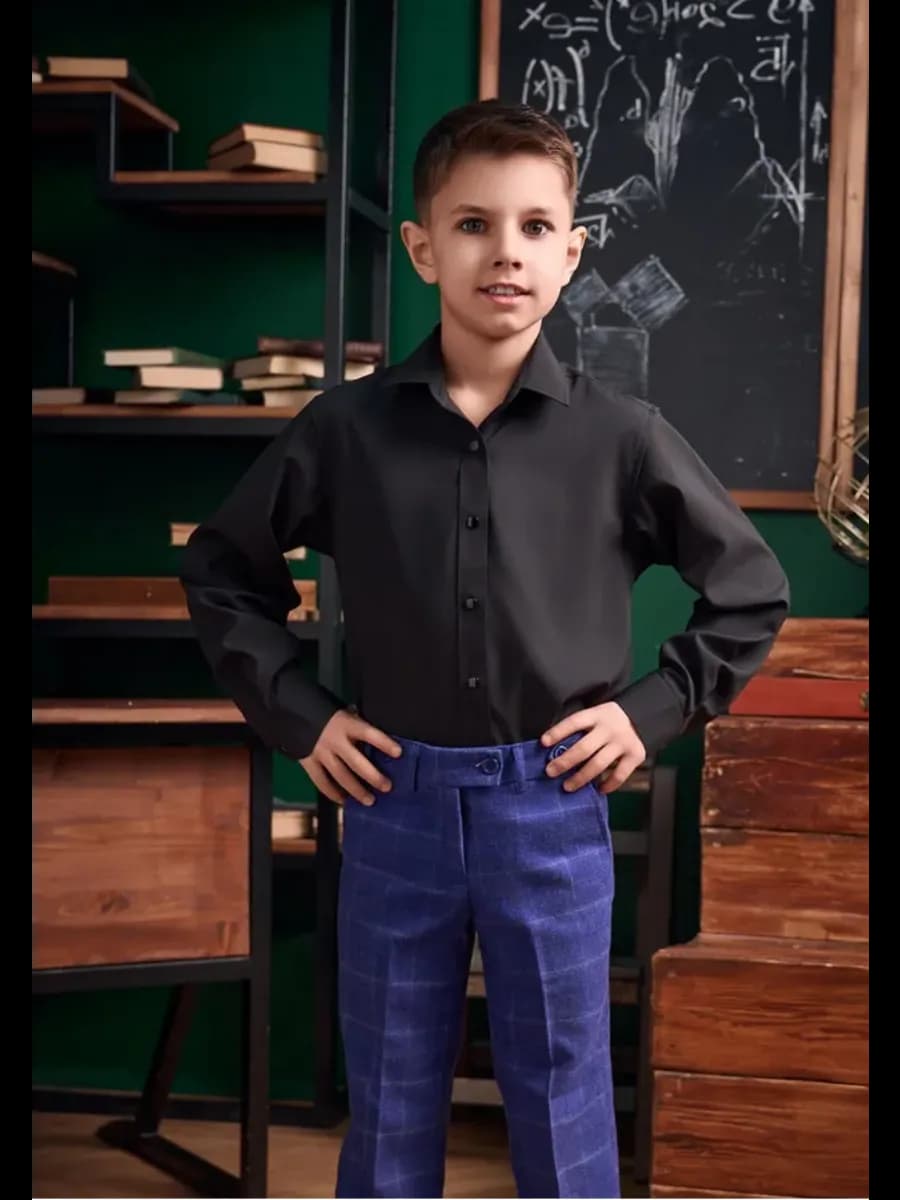 Рубашка для мальчика черная на кнопках