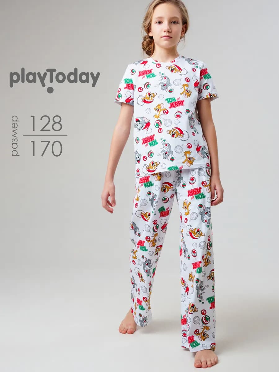 Пижама новогодняя Том и Джеррри футболка, брюки