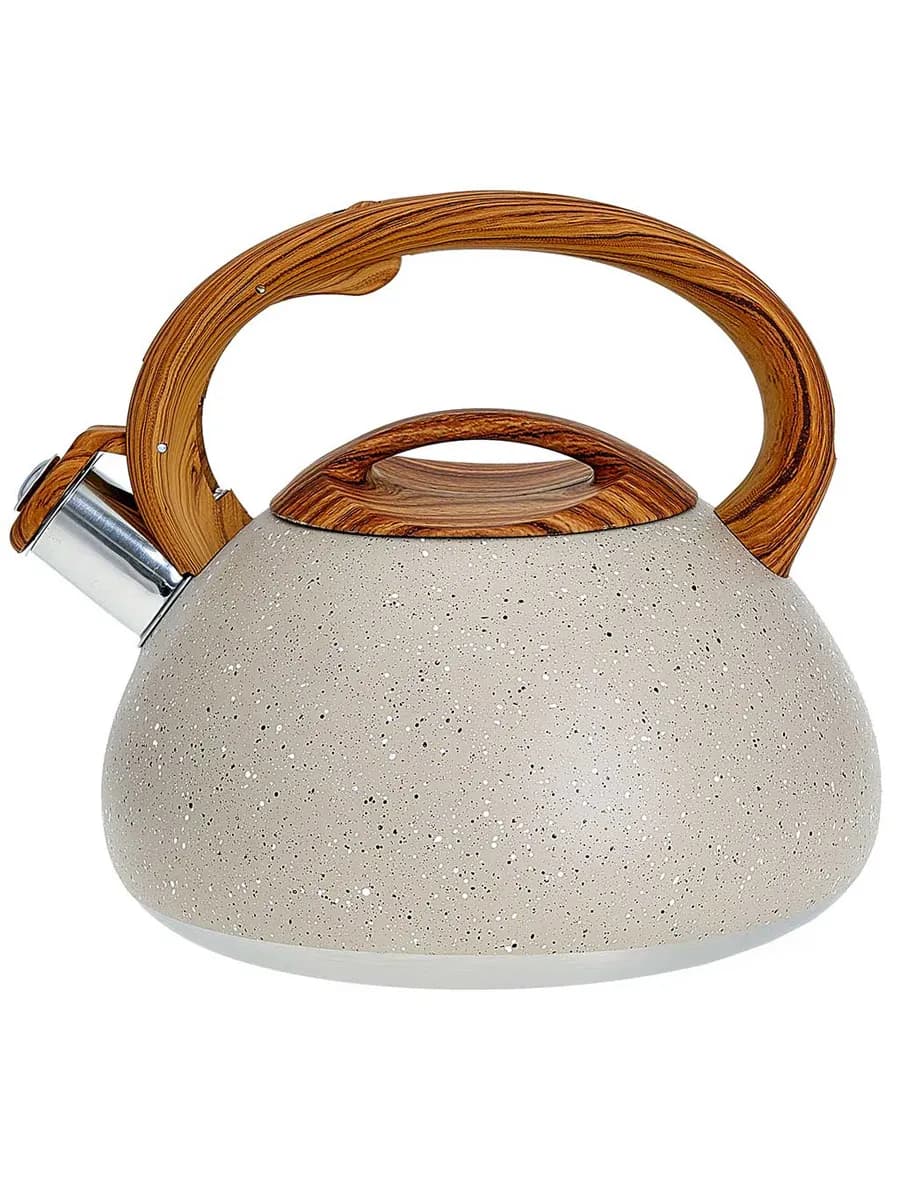 Чайник со свистком 3л AK-522 бежевый гранит