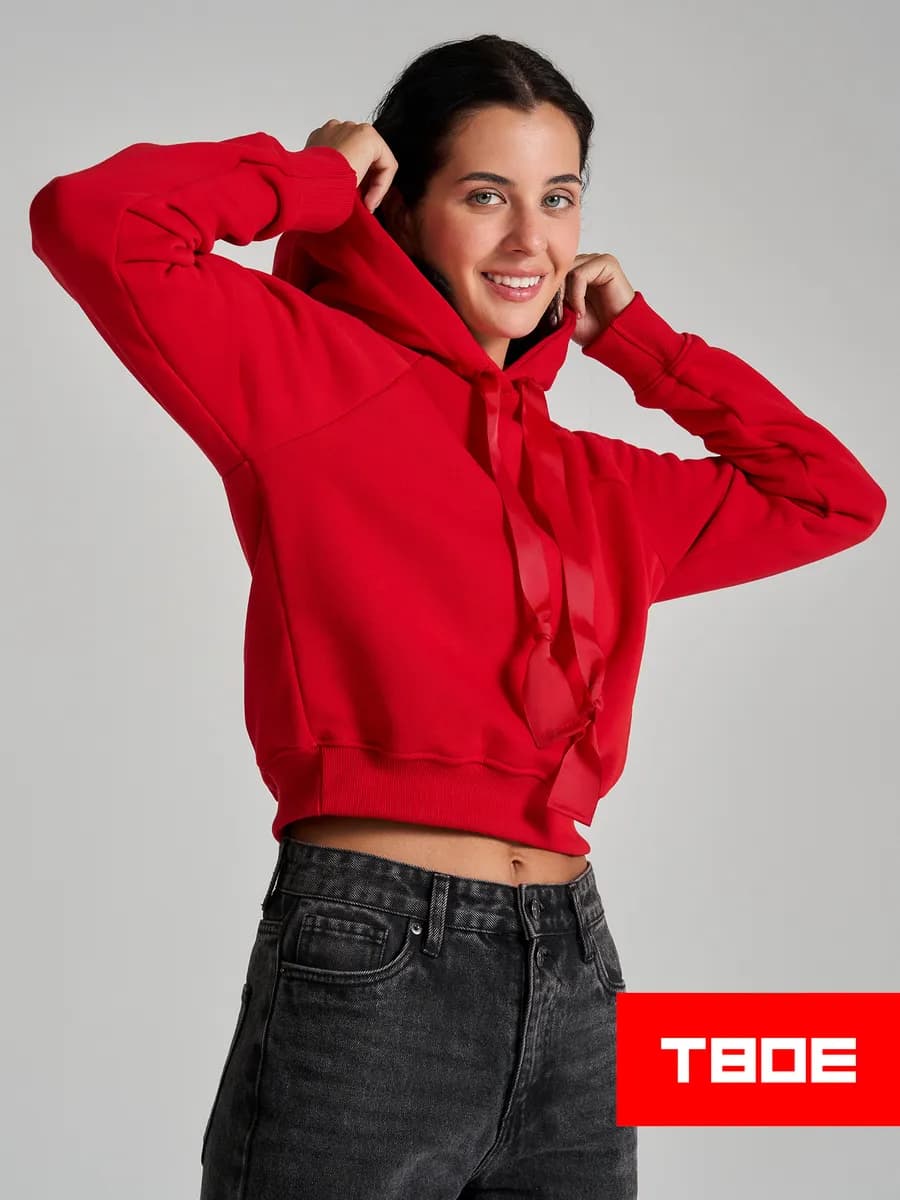 Теплое худи укороченное с начесом