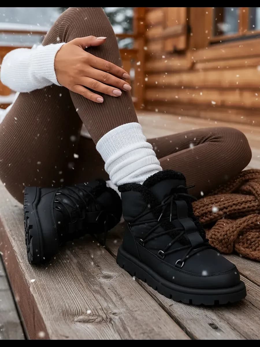 Дутики женские на шнурках зимние