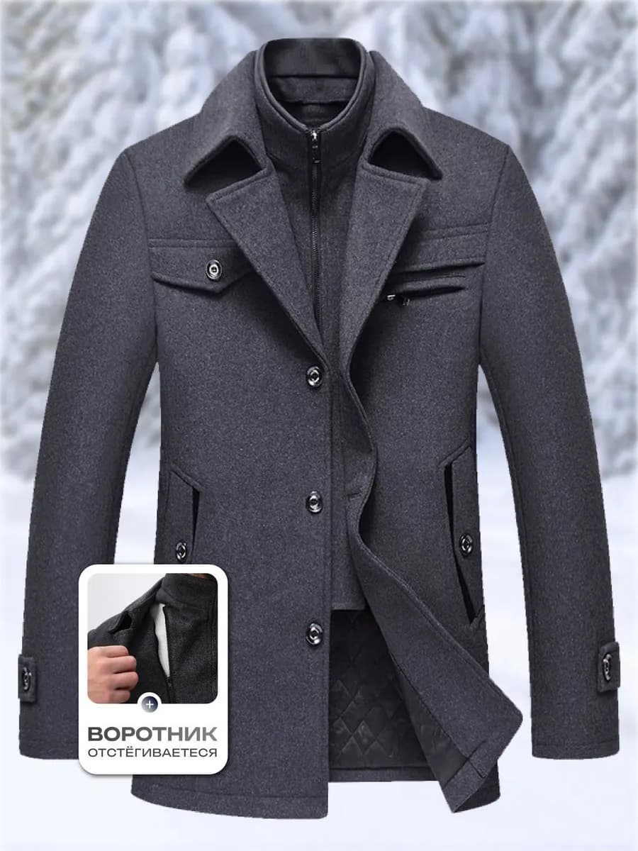 Пальто демисезонное короткое с воротником