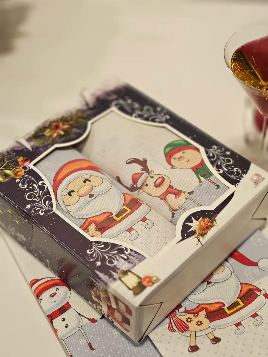 Новогодний набор кухонных полотенец 2 шт в коробке