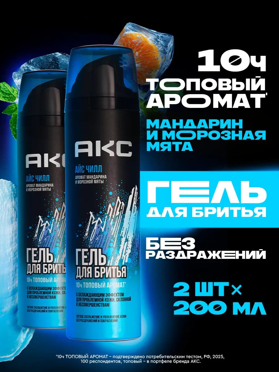 Гель для бритья мужской с охлаждающим эффектом 200 мл 2 шт
