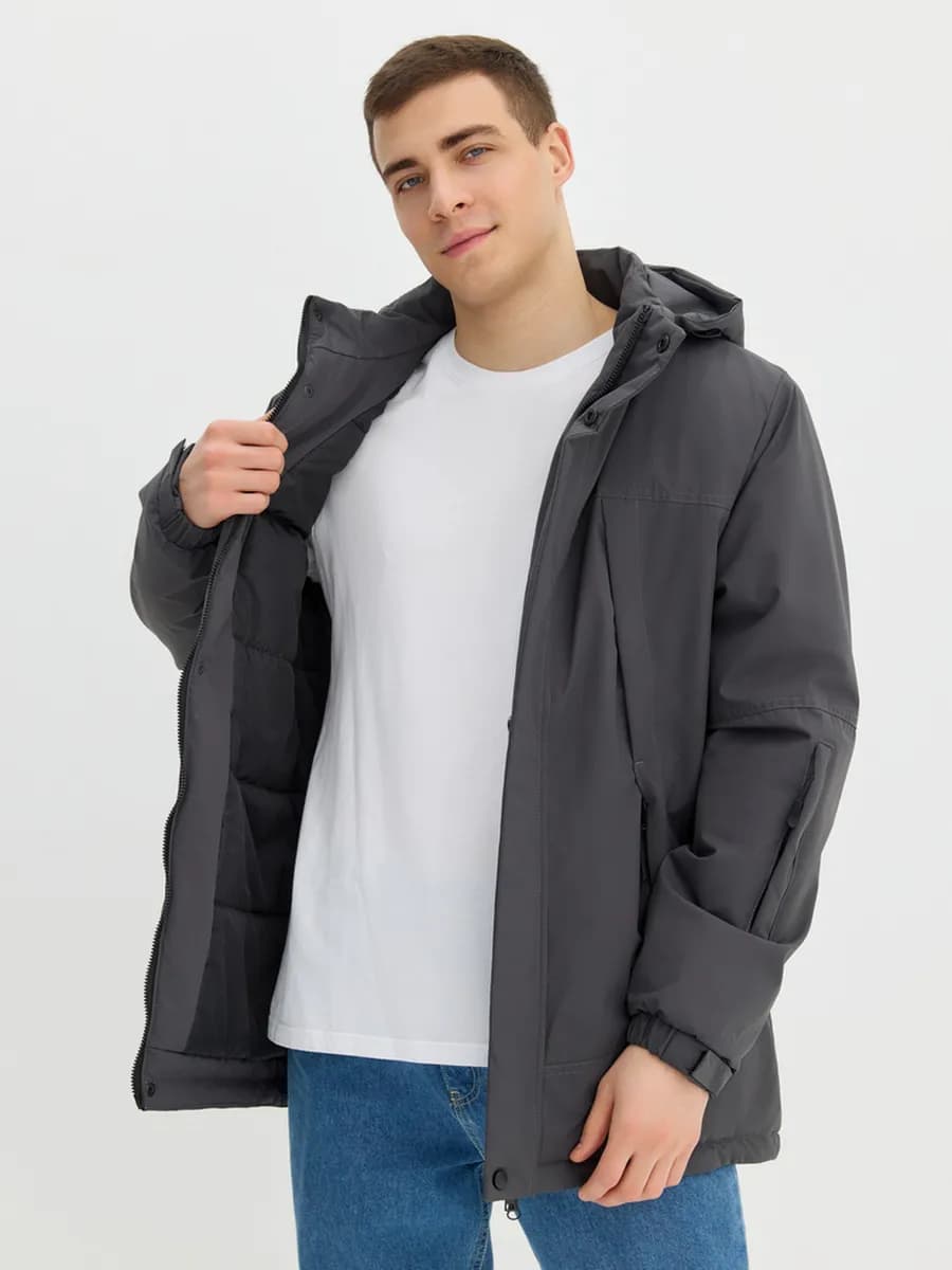 Куртка парка демисезонная удлиненная с капюшоном