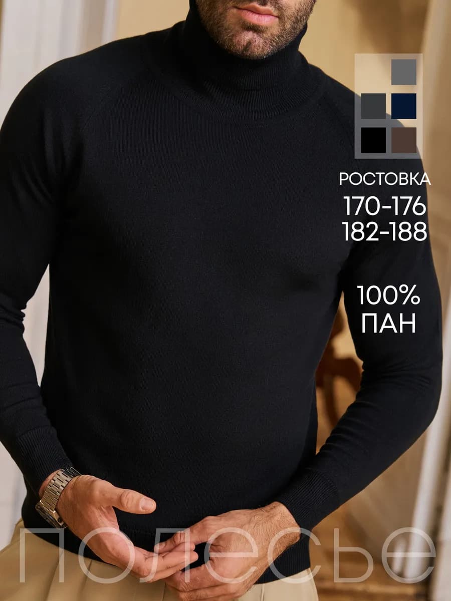 Водолазка мужская классическая теплая с высоким горлом