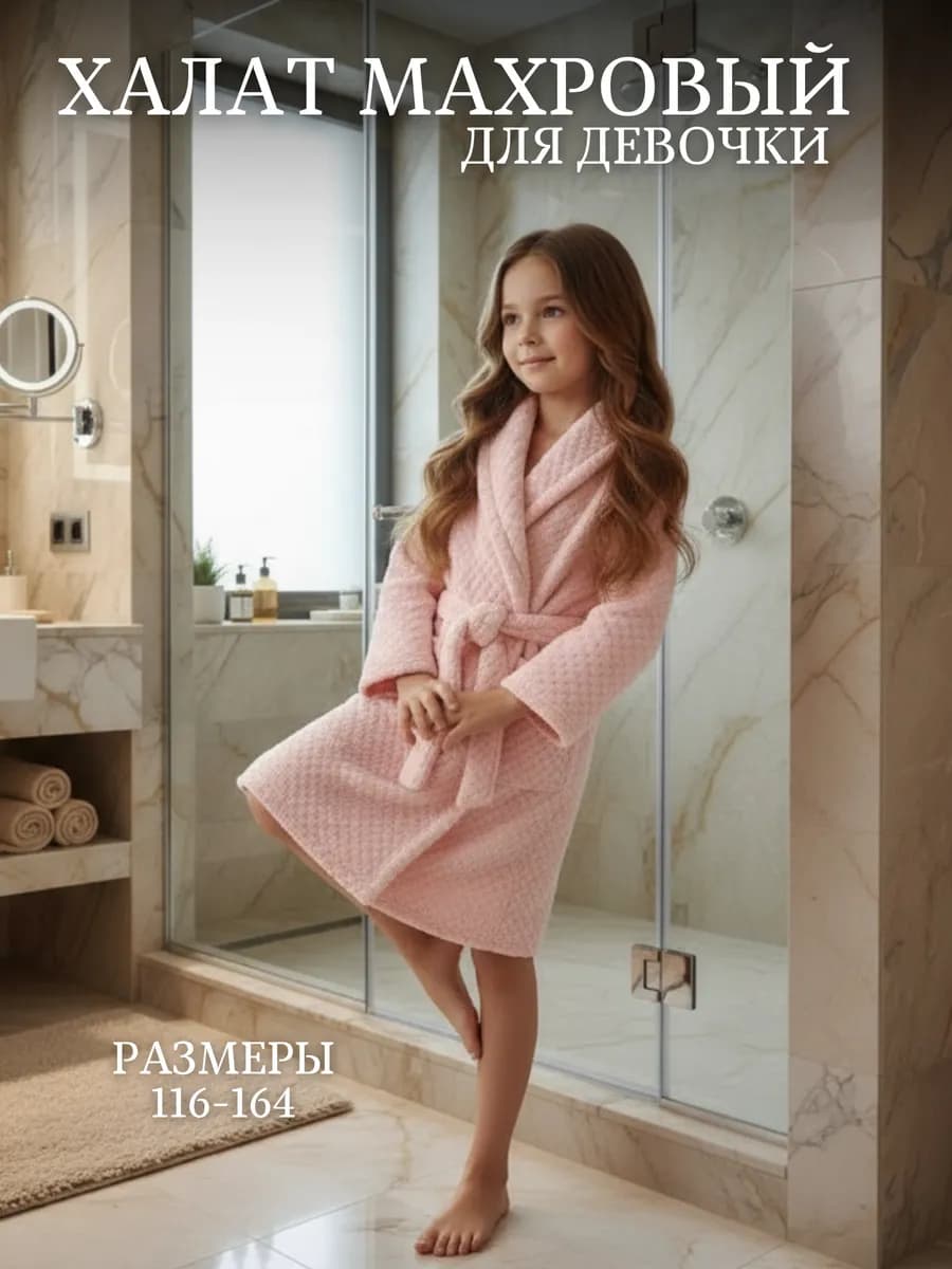Детский махровый халат для девочки