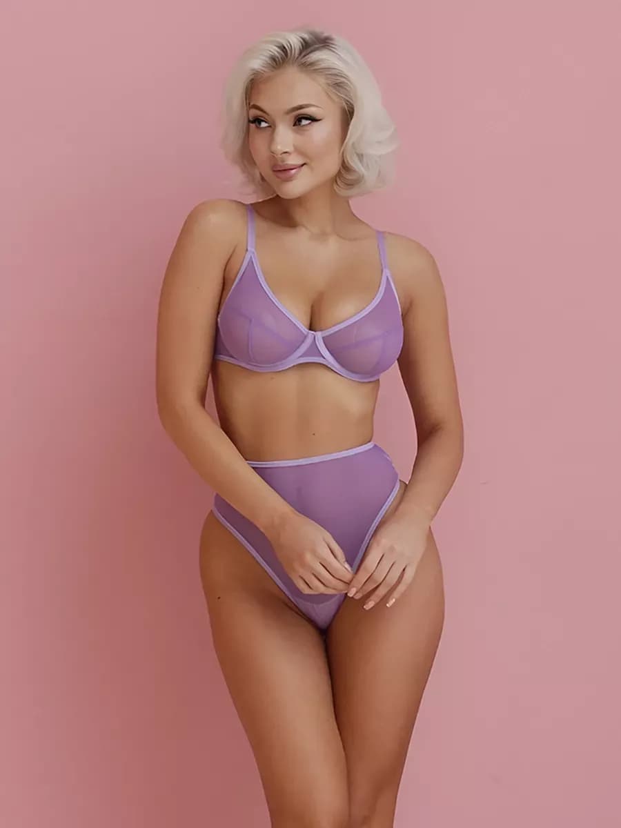 Комплект нижнего белья прозрачный в сетку