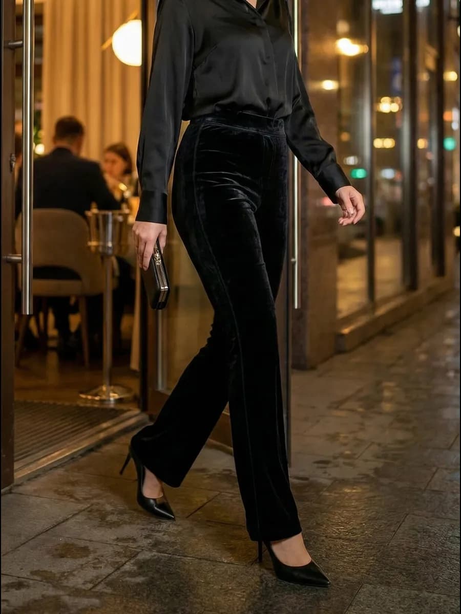 Брюки клеш велюровые женские