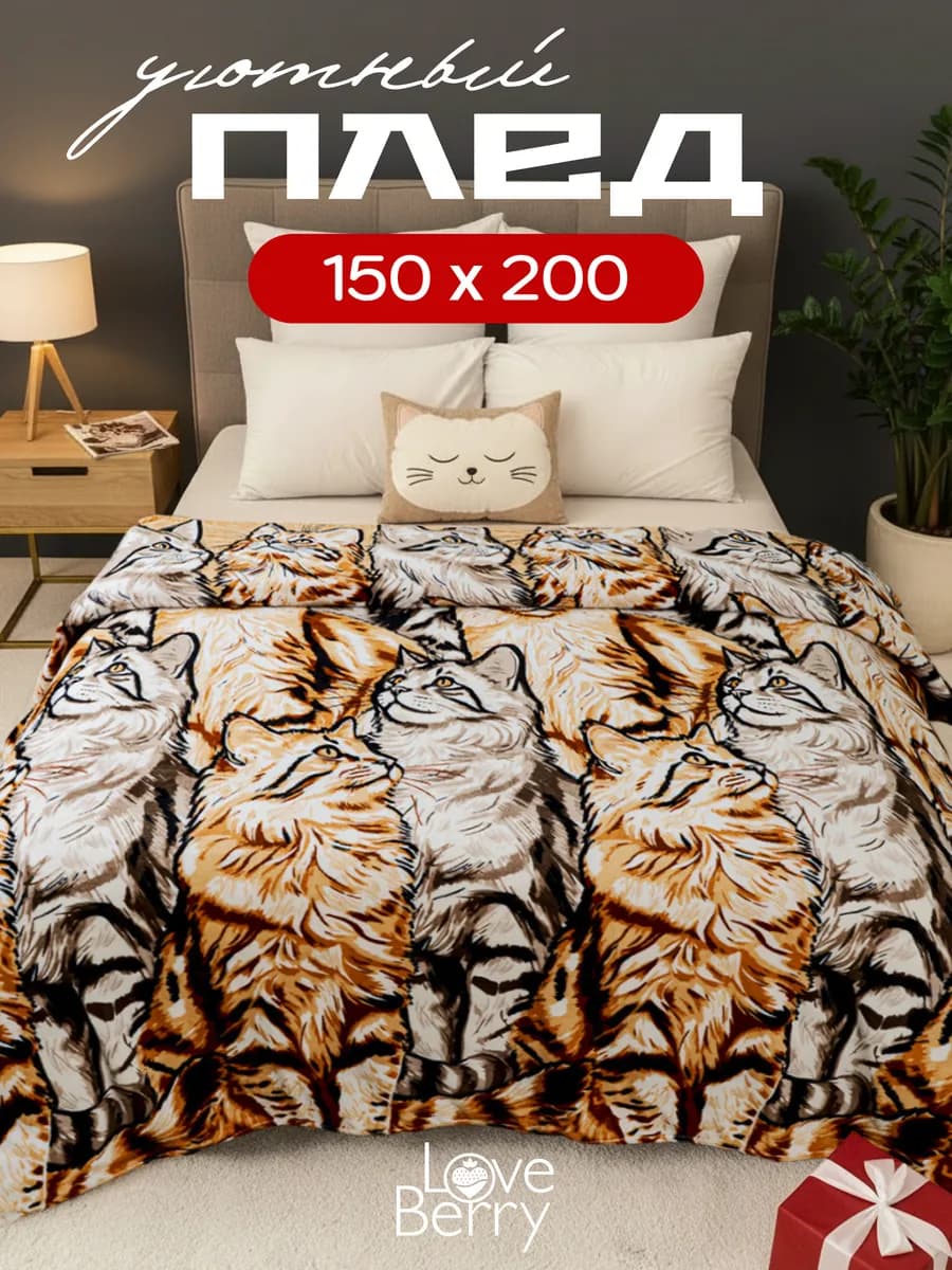 Плед 150х200 плюшевый на диван