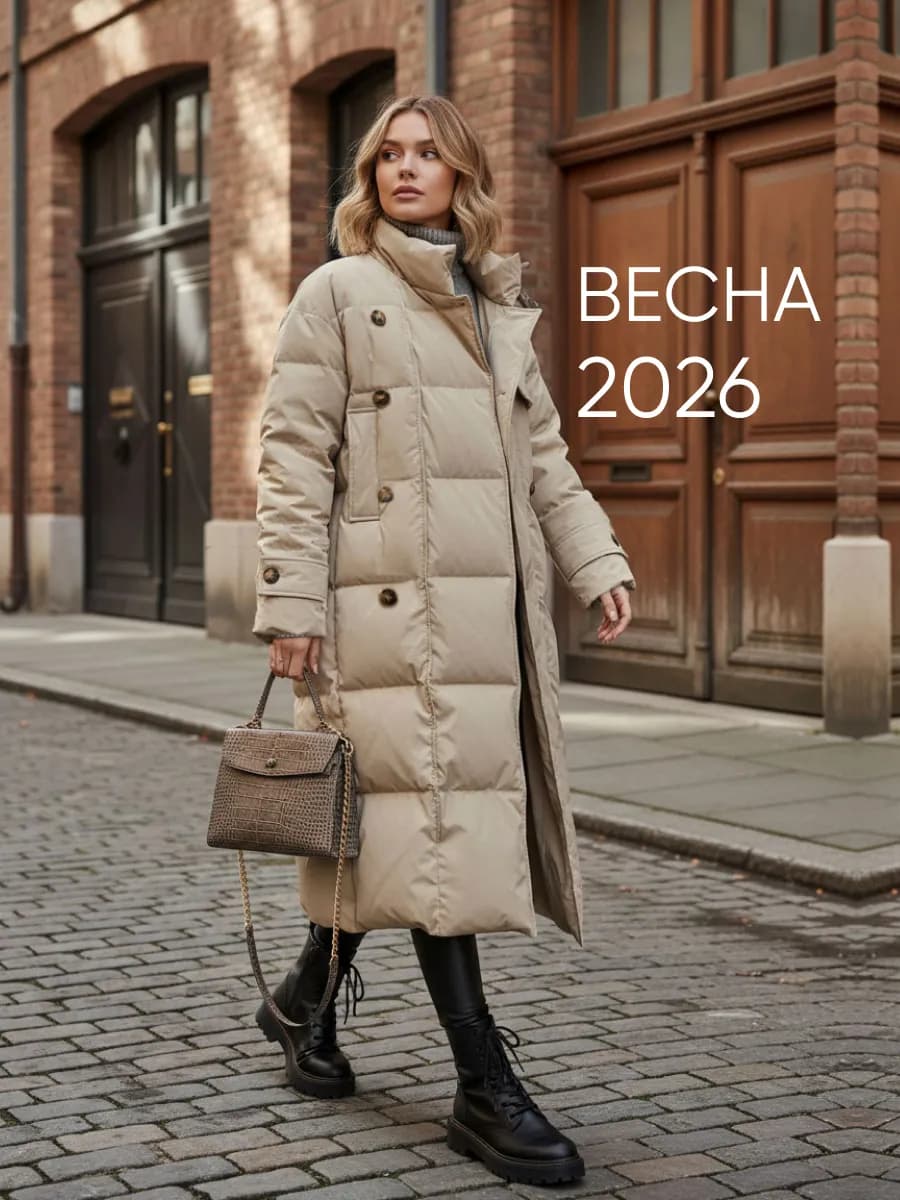 Пуховик куртка длинная оверсайз бежевая