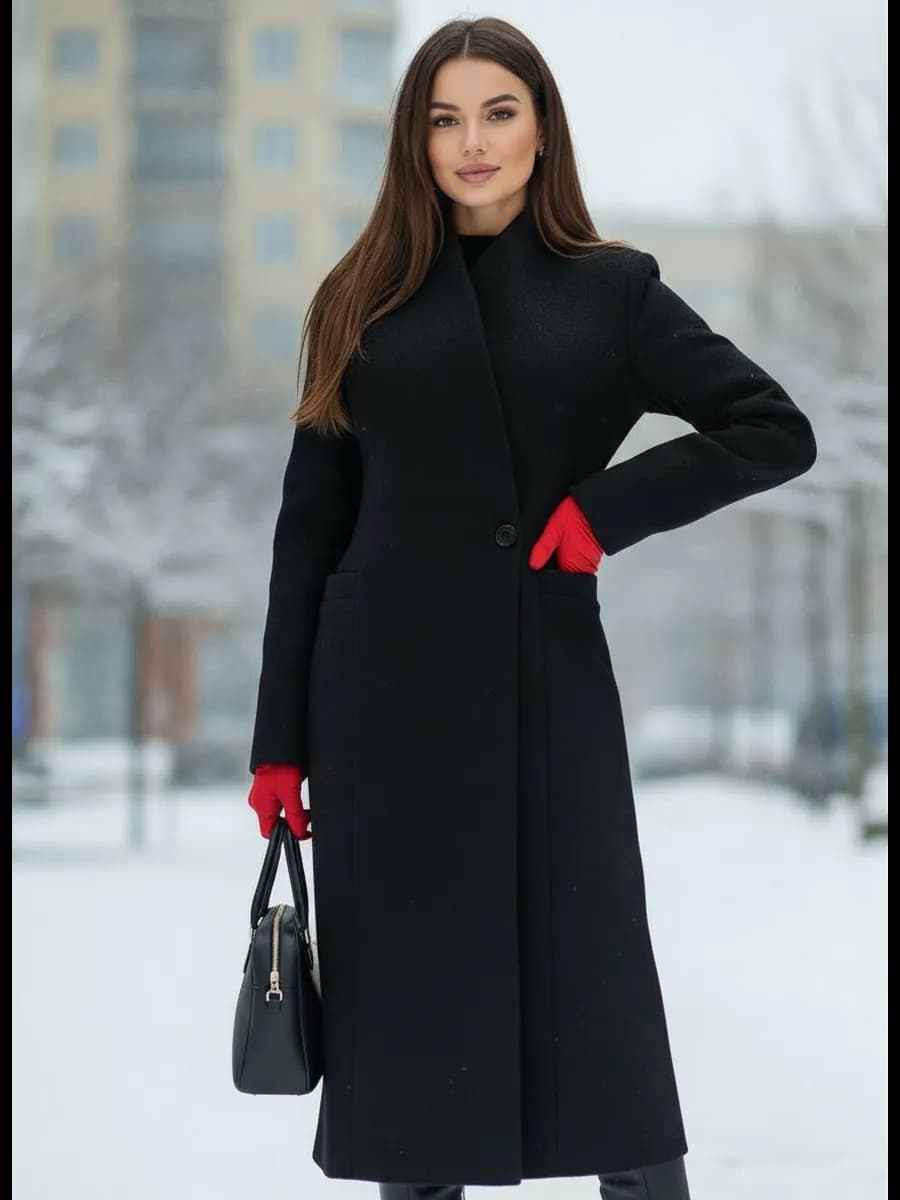 Пальто макси приталенное длинное зима