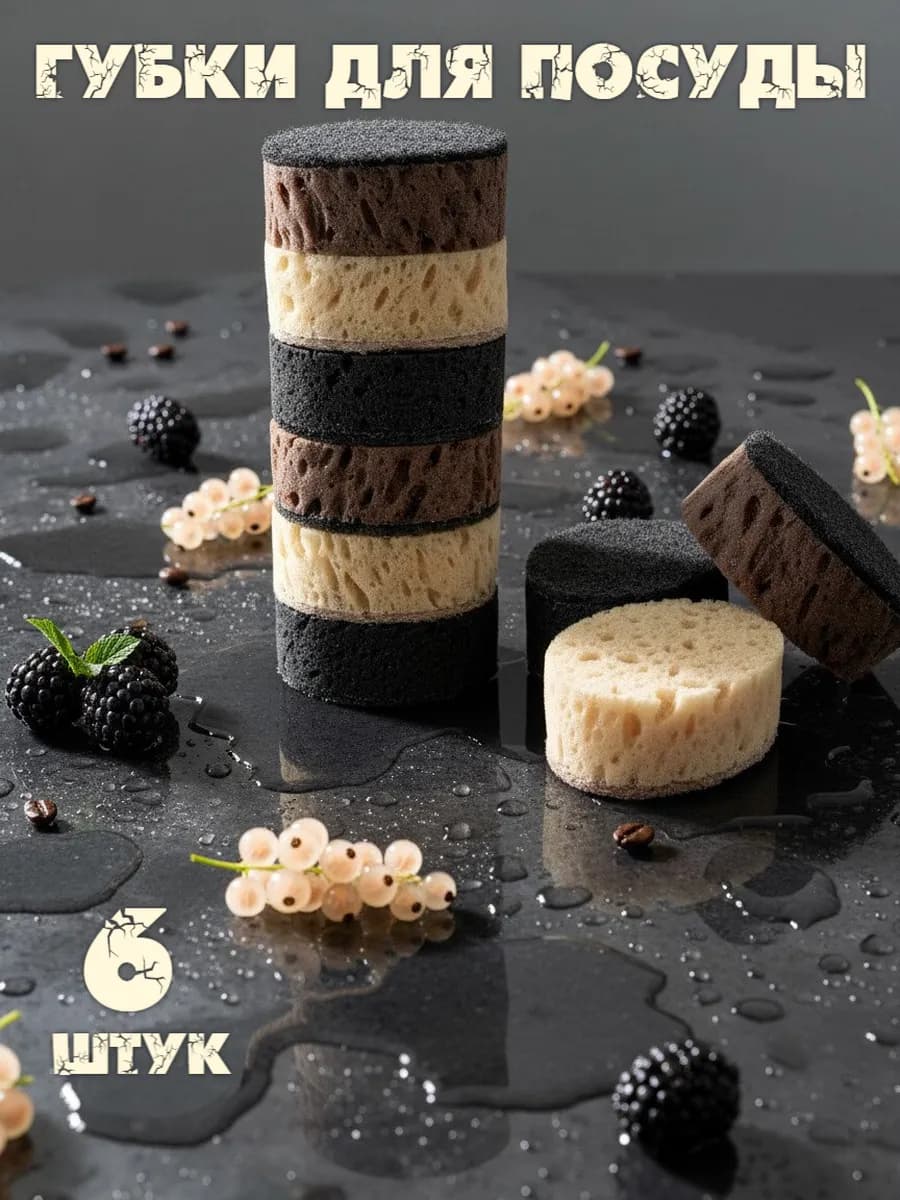 Губки для посуды овальные набор 6 штук