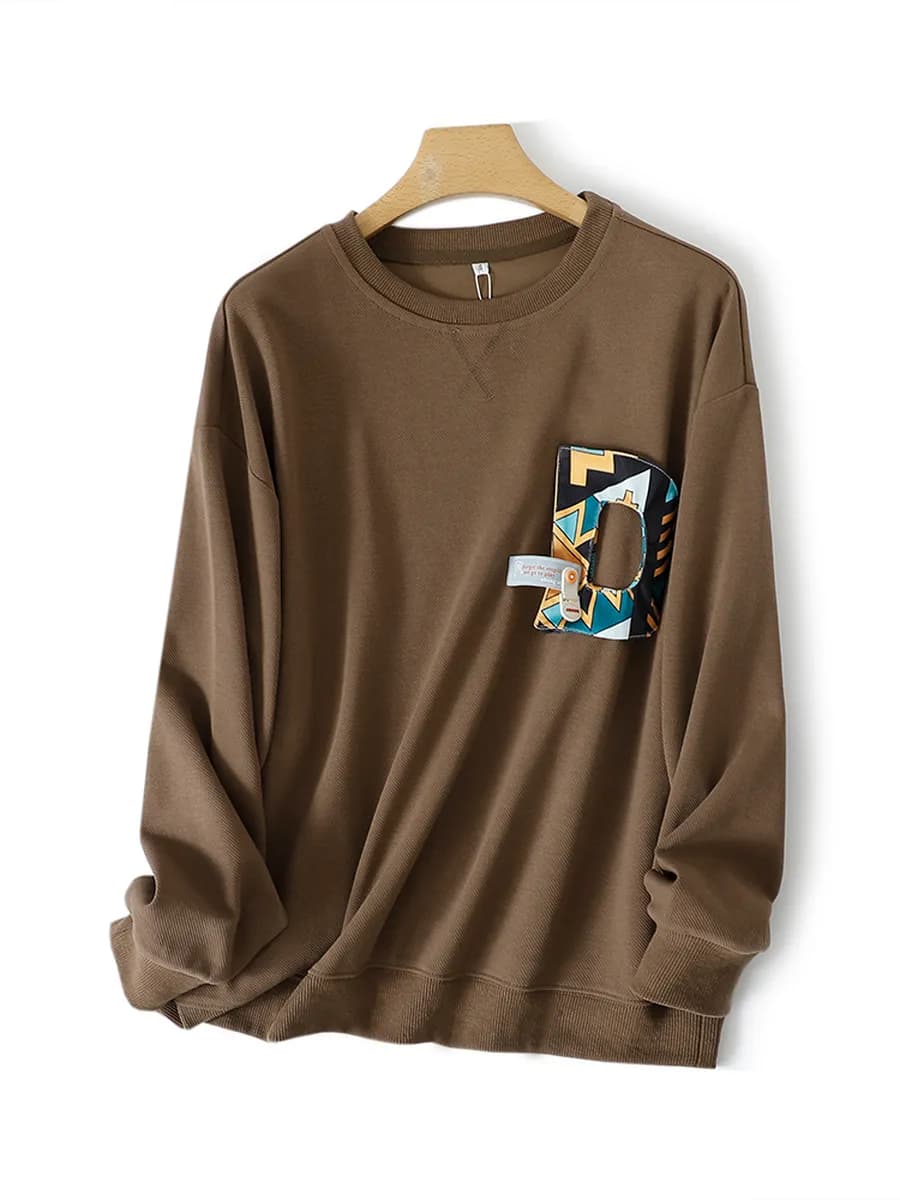 повседневная хлопковая толстовка с круглым вырезом