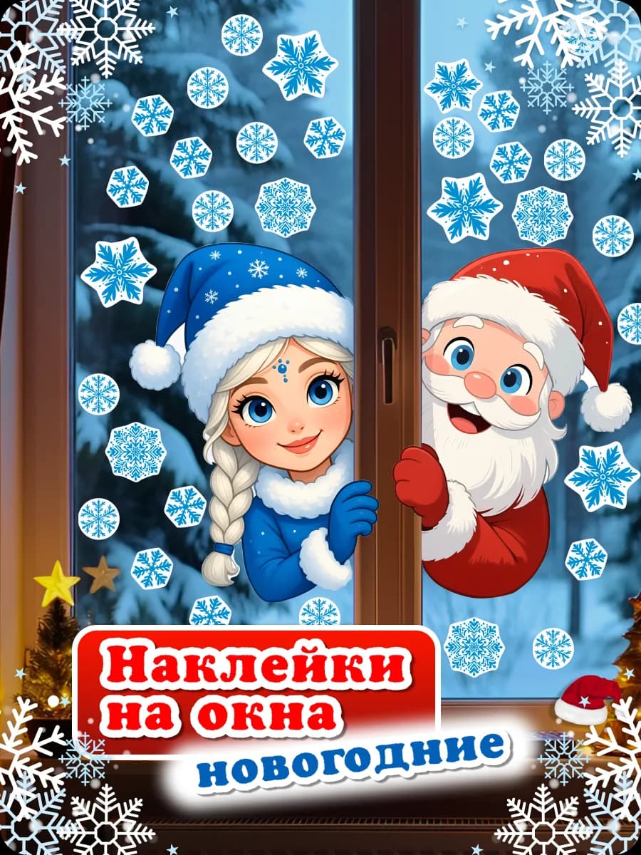 Наклейки новогодние интерьерные на стену