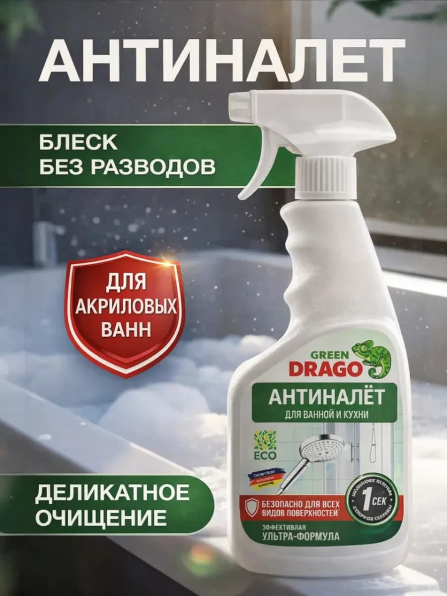 Антиналет спрей чистящий для сантехники и чистки туалета