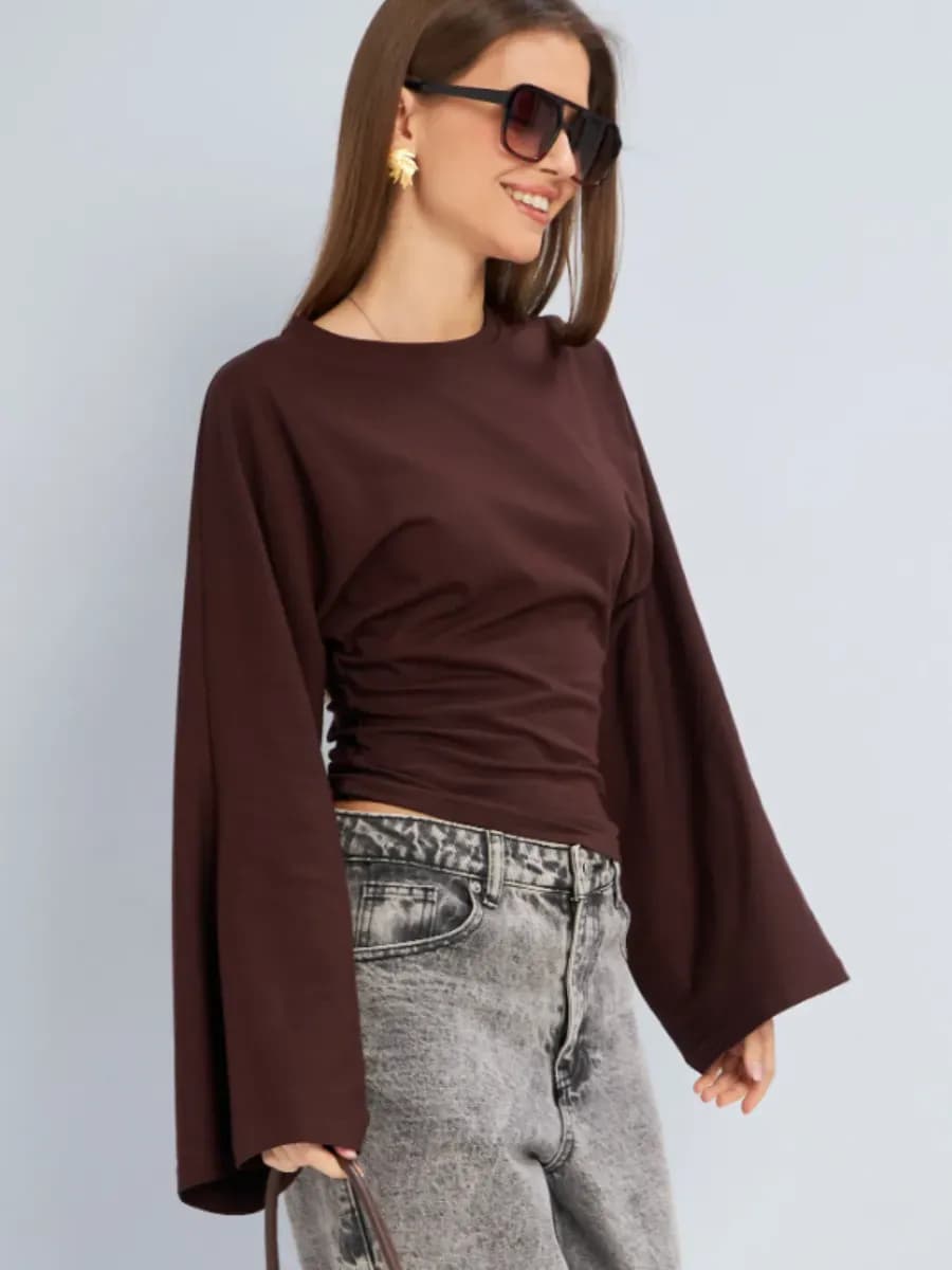 Лонгслив футболка с широкими рукавами летучая мышь