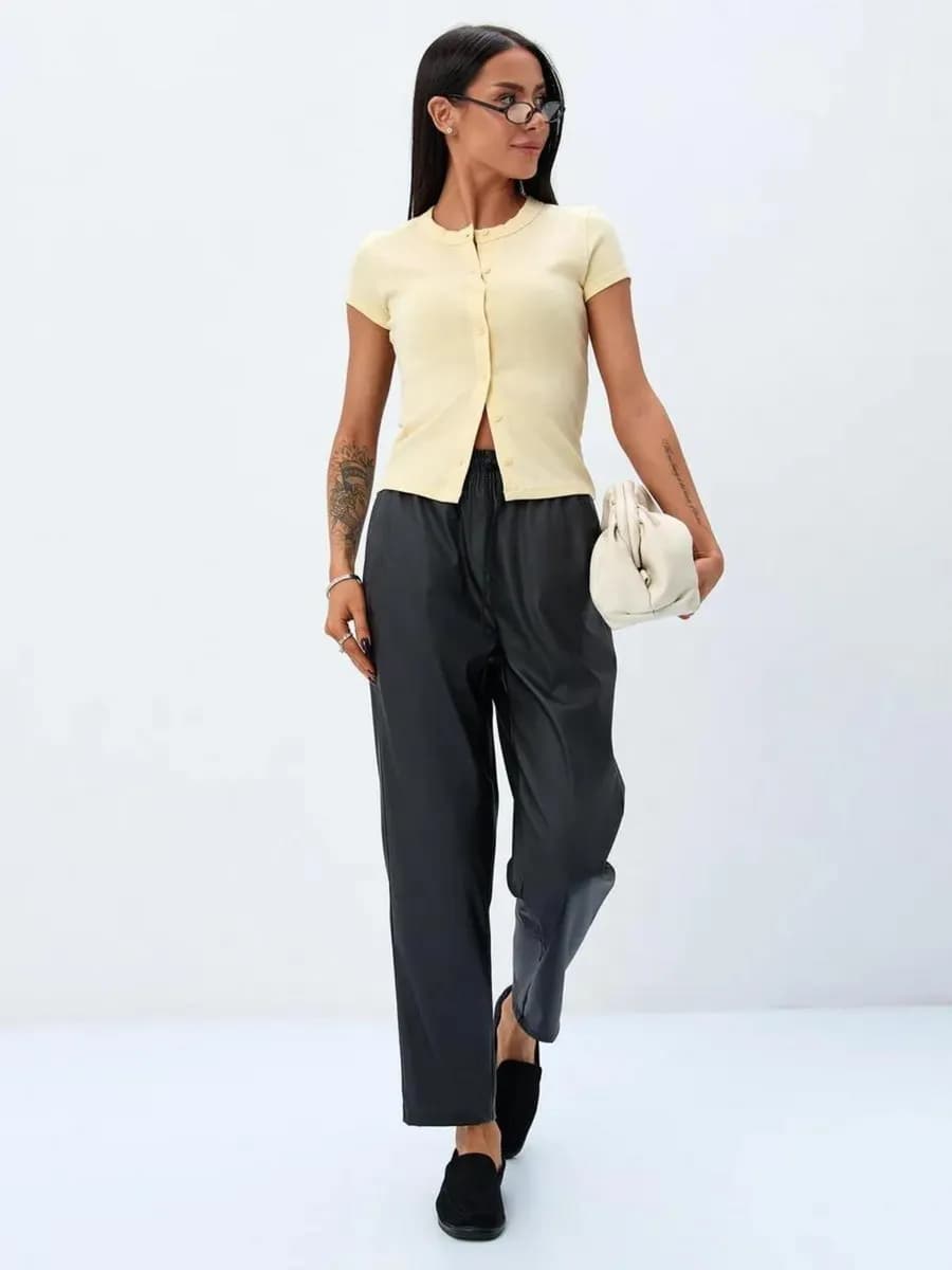 Брюки кожаные бананы