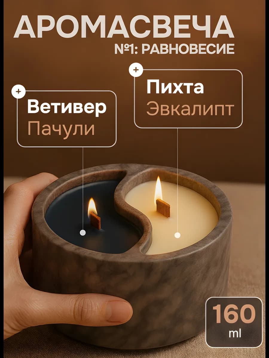 Свеча ароматическая с деревянным фитилем подарочная