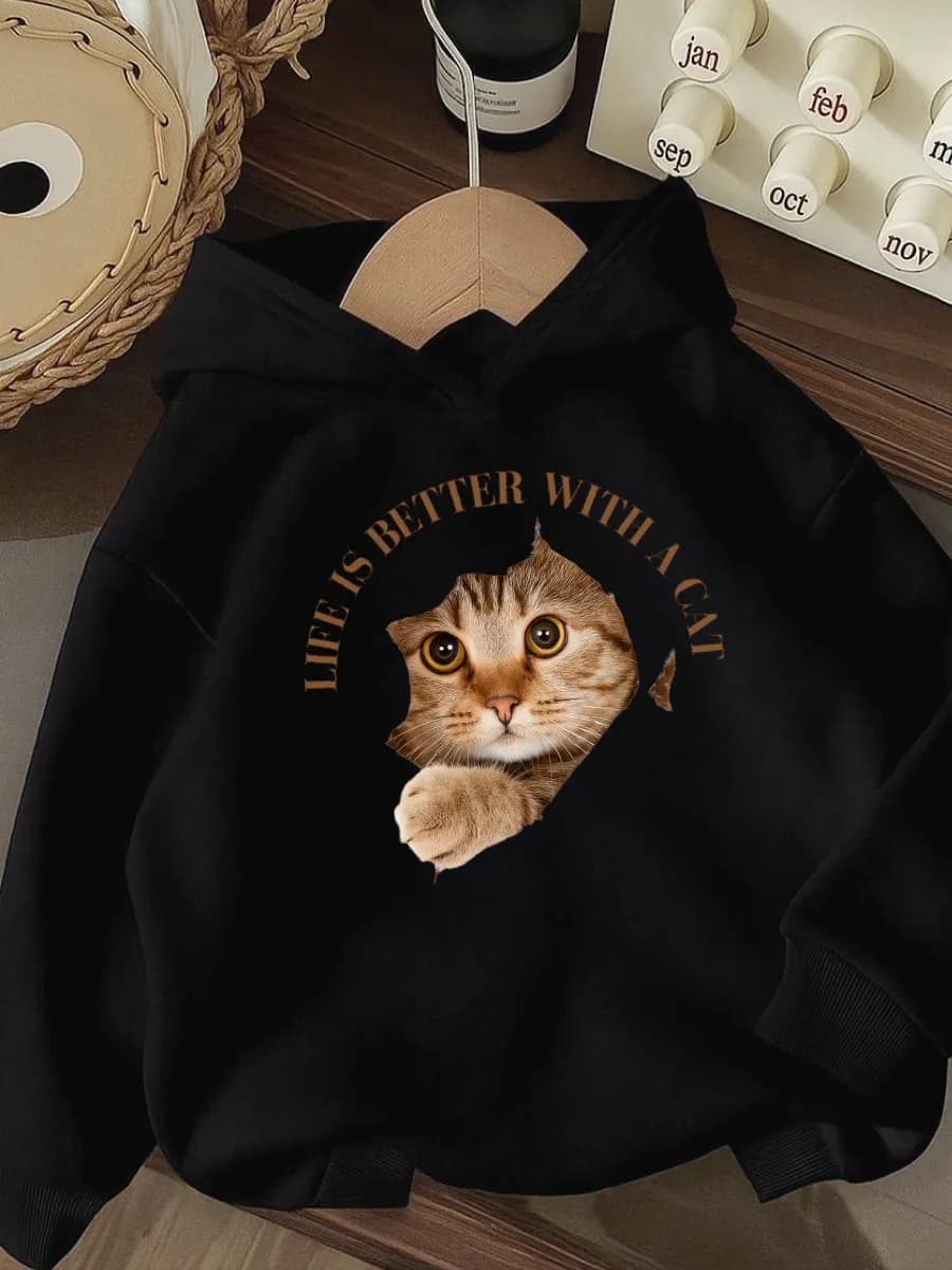 Детское худи с принтом кошечки