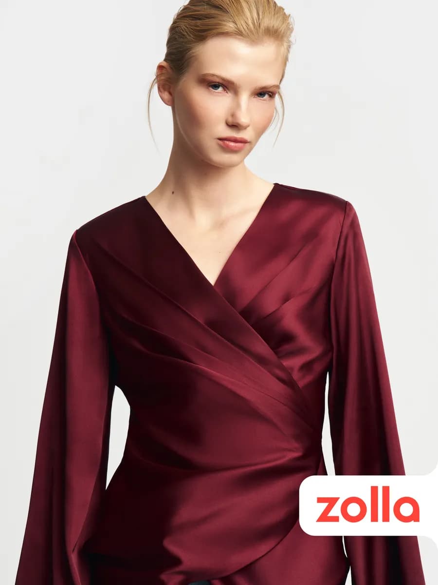 Женская атласная блузка на запах