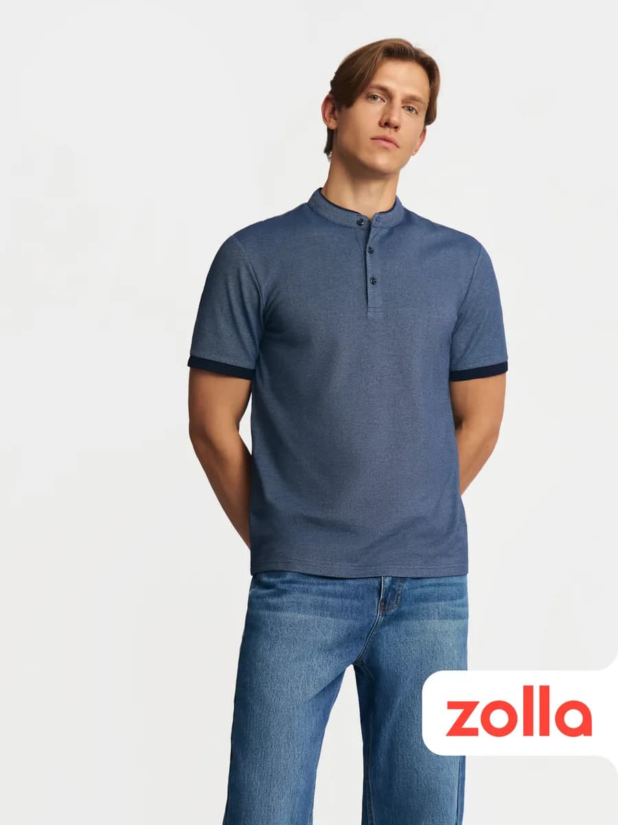 Мужская футболка поло воротник-стойка