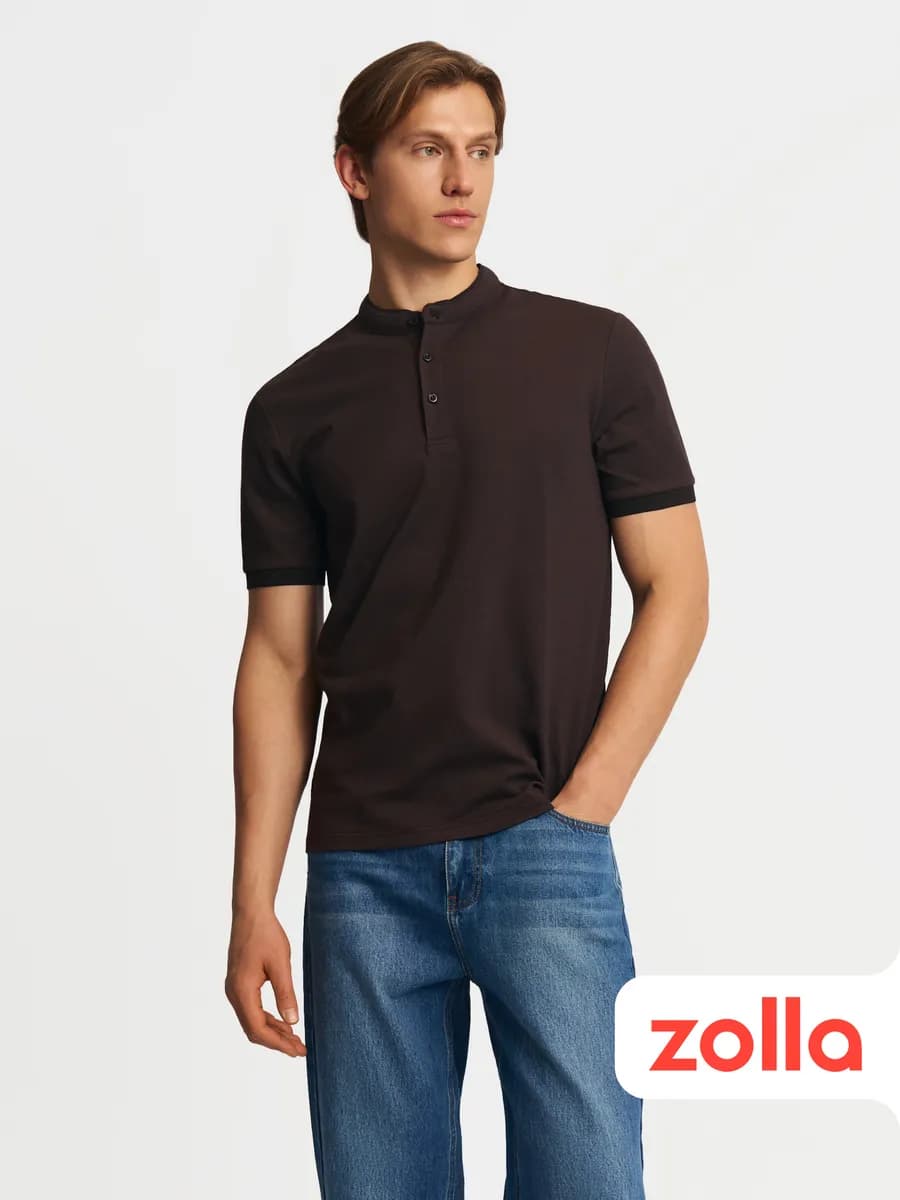 Мужская футболка поло воротник-стойка