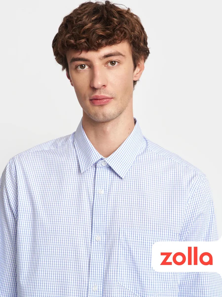 Мужская рубашка прямого силуэта в клетку