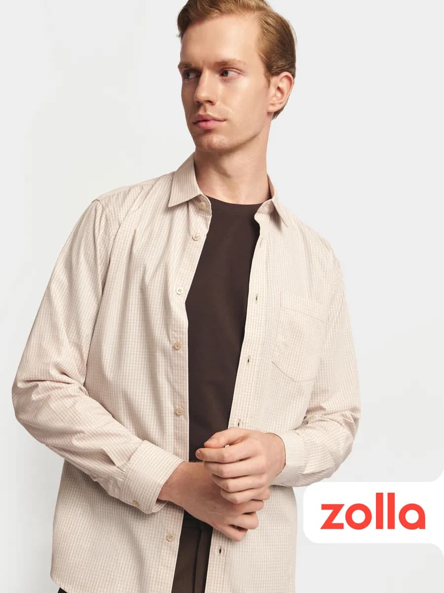 Мужская рубашка прямого силуэта в клетку