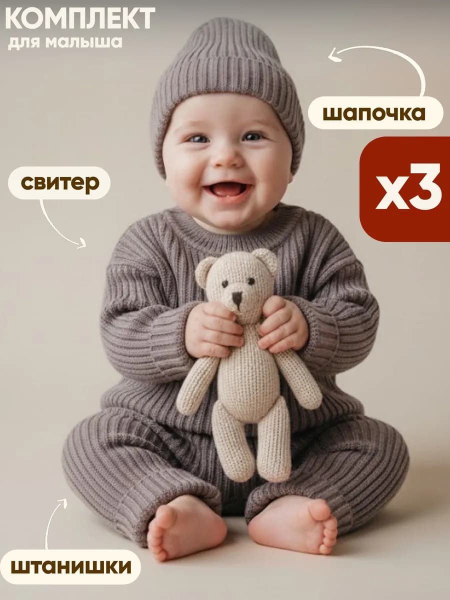 Вязаный костюм для новорожденного малыша