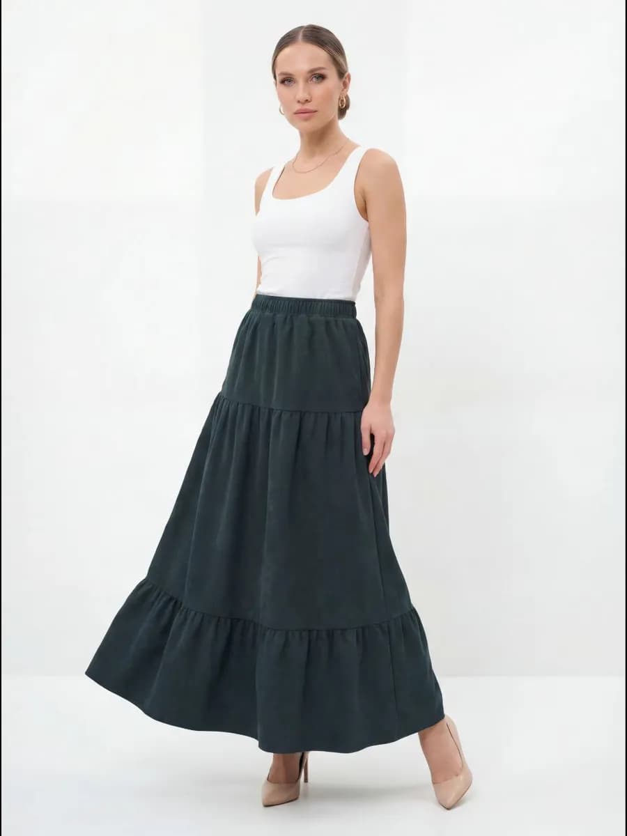 Юбка длинная вельветовая на резинке