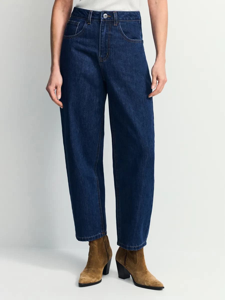 Джинсы бананы широкие с высокой посадкой