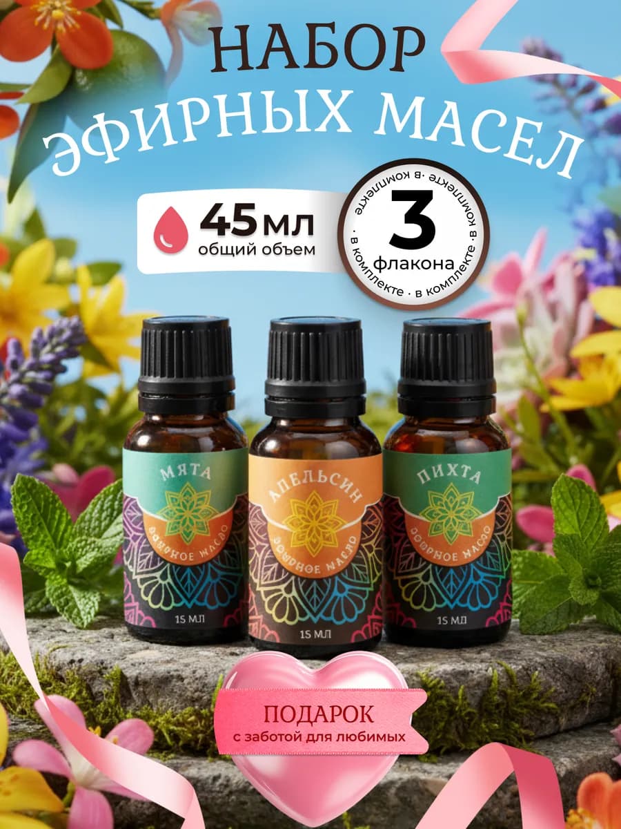 Эфирное масло для бани и увлажнителя воздуха, набор 3 шт