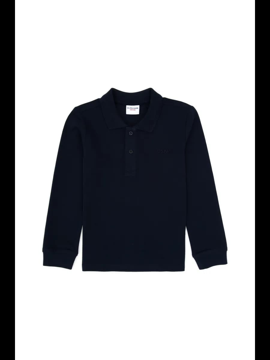 Лонгслив-поло детский однотонный