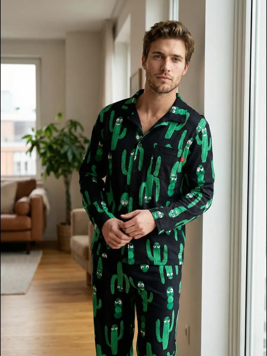 Мужская пижама со штанами и рубашкой