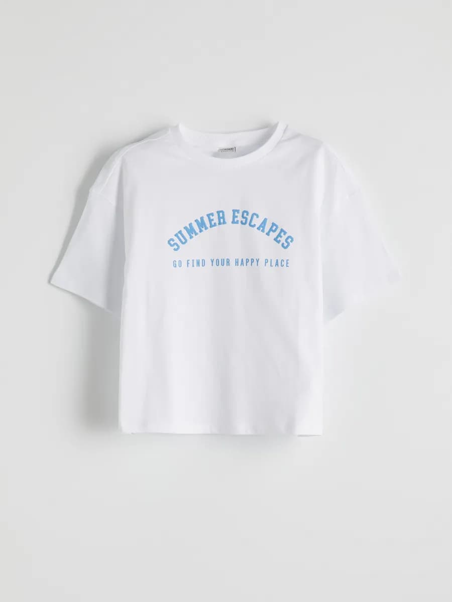 Укороченная футболка для девочек с круглым вырезом