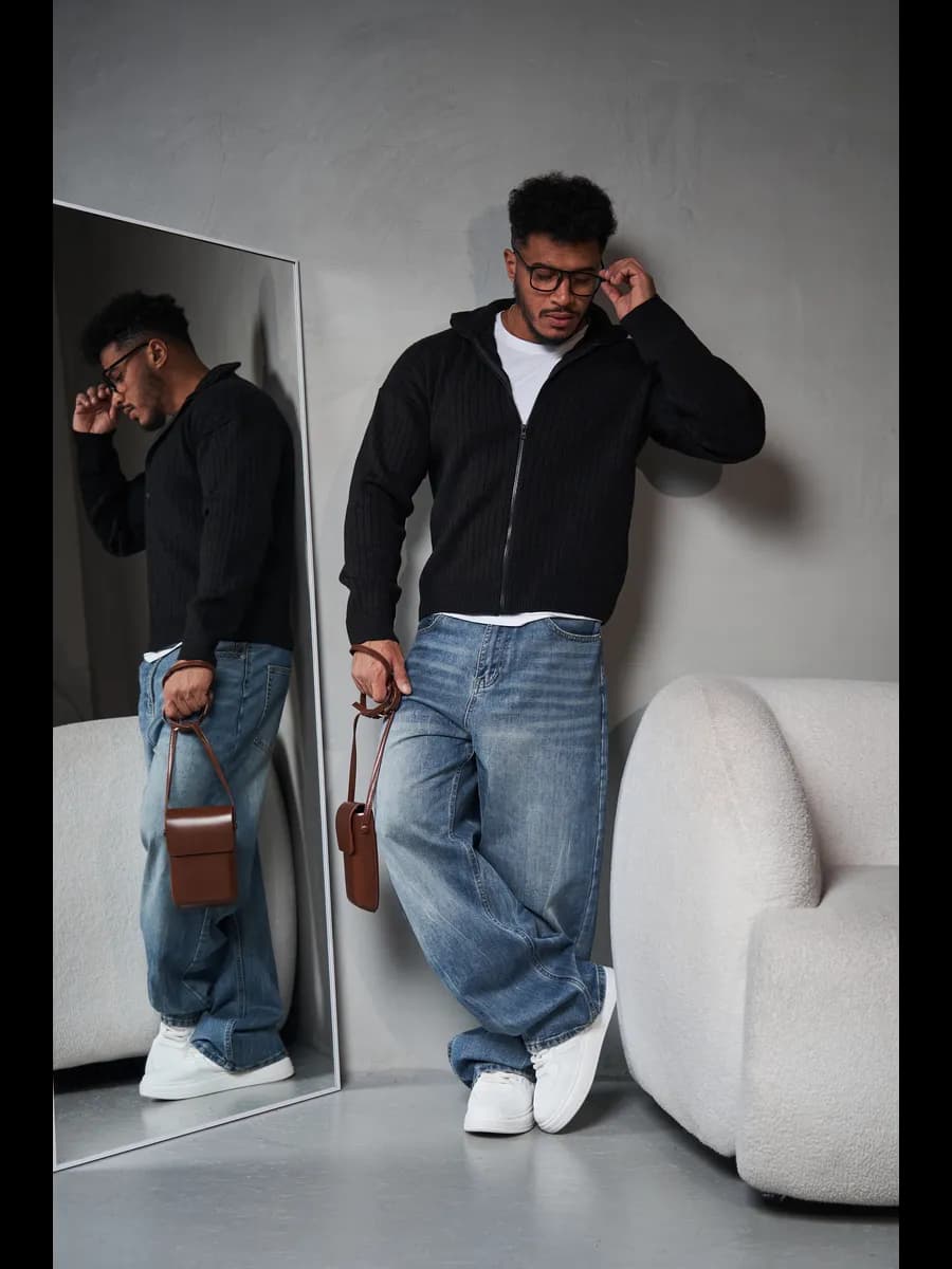 Свитер на молнии оверсайз теплый