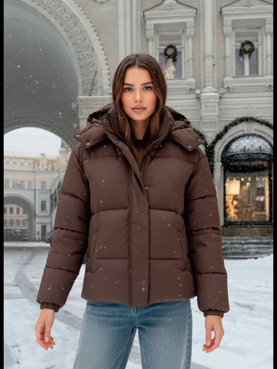 Куртка осень зима с капюшоном удлиненная