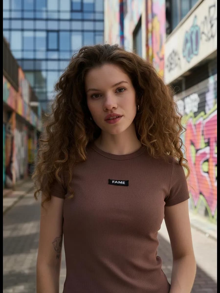 Футболка в рубчик с нашивкой