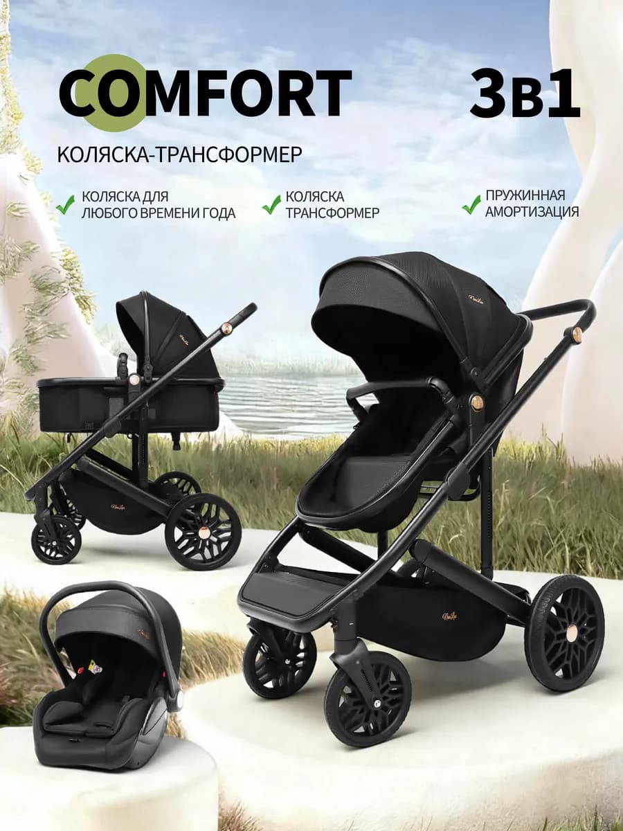 Коляска для новорожденных 3 в 1 с автолюлькой