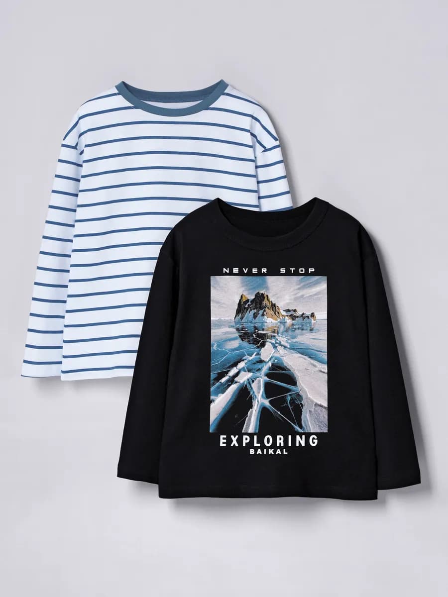 Лонгслив для мальчика повседневный набор 2 шт