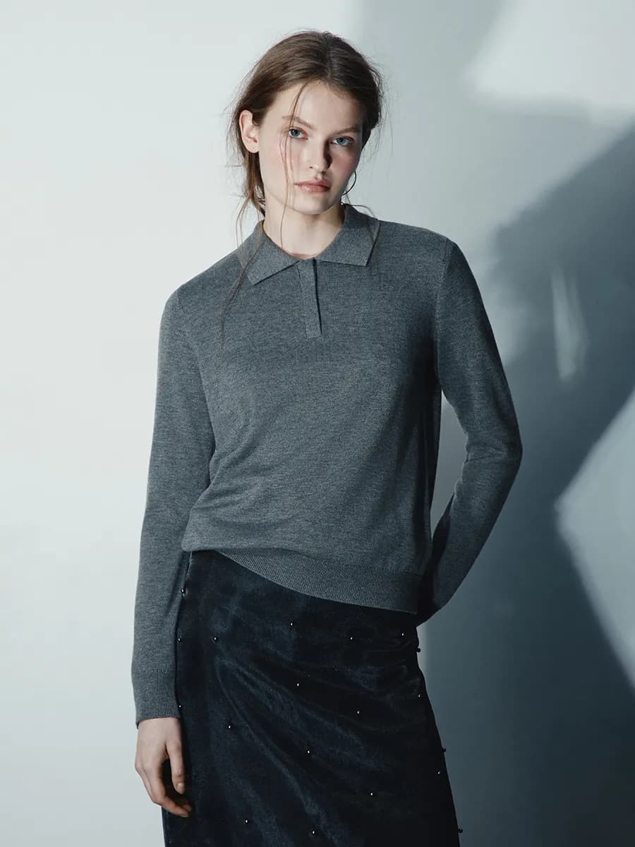 Джемпер-поло вязаный