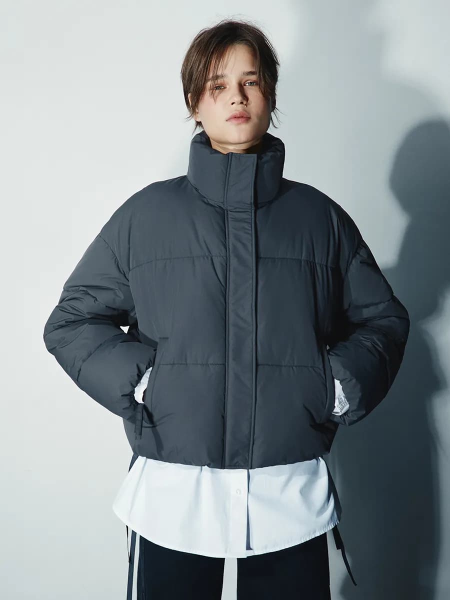 Куртка зимняя стеганая с утяжками короткая