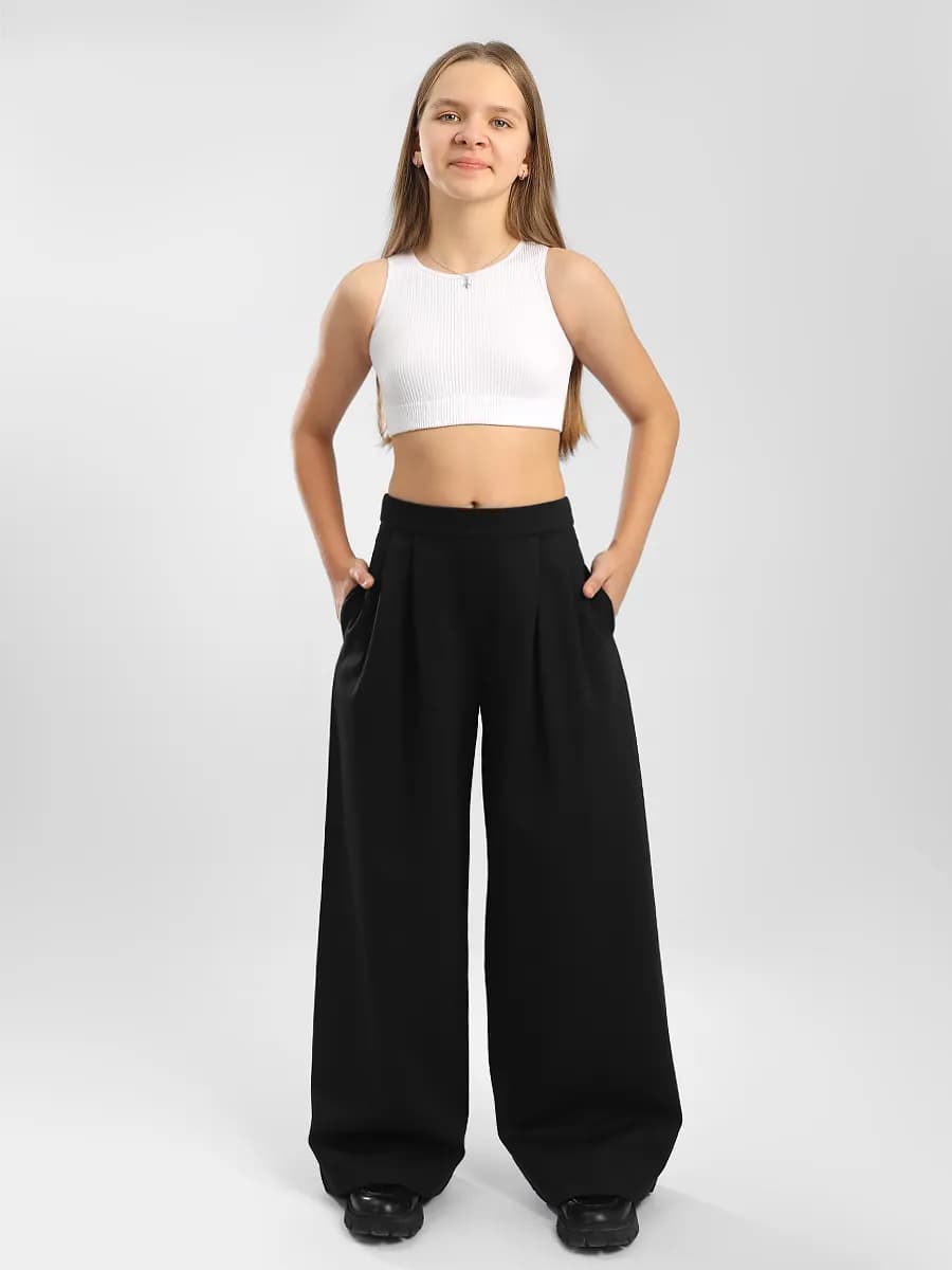 Брюки школьные широкие палаццо подростковые