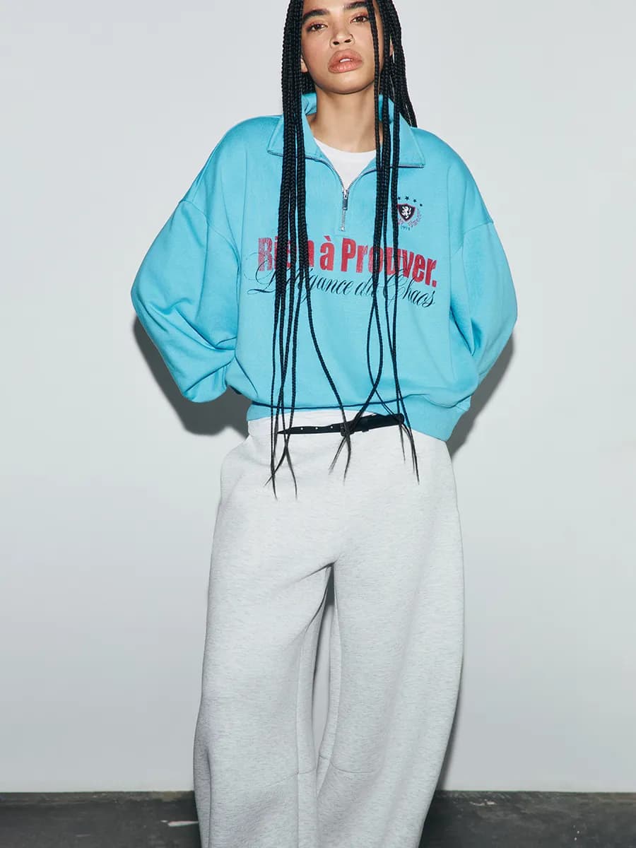 Свитшот с воротником на молнии