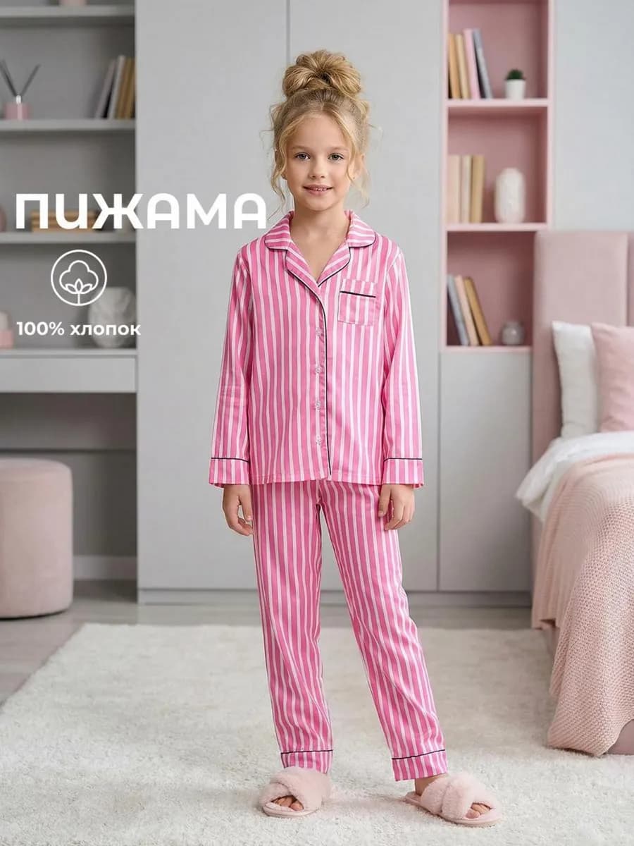Пижама для девочки на пуговицах