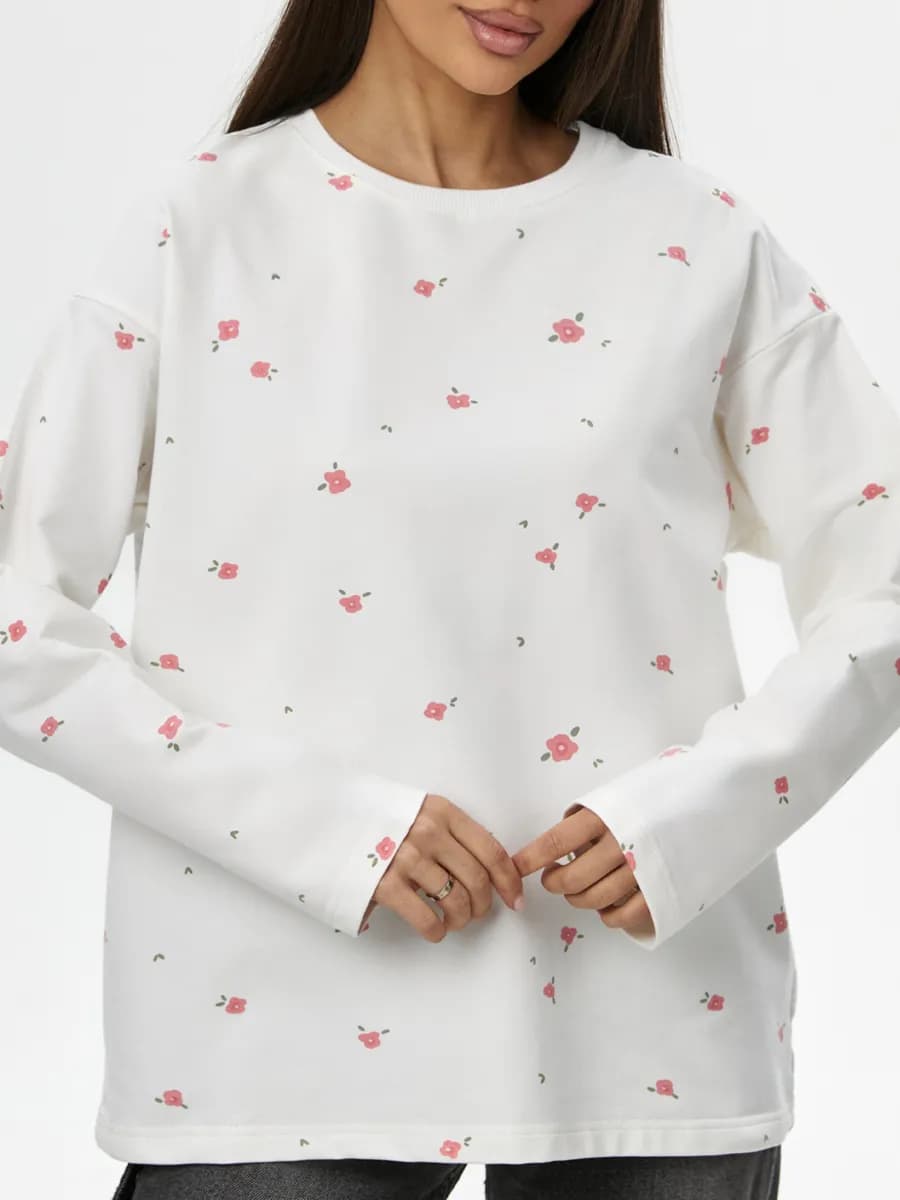 Лонгслив оверсайз в цветочек