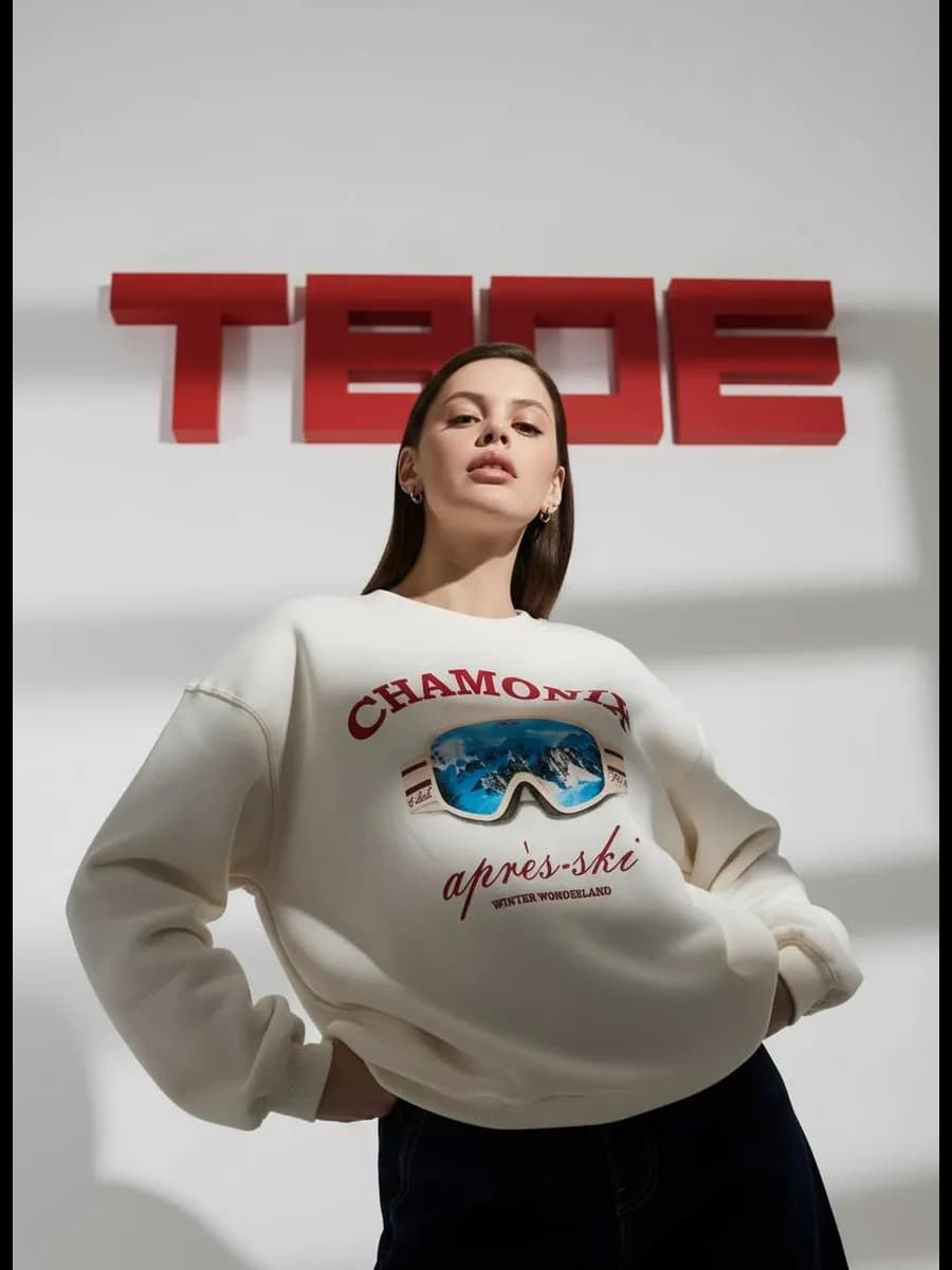 Утепленный свитшот с принтом и начёсом